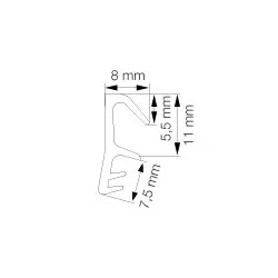 Børsteliste - F-MODEL- 3 METER - 21/14mm - ALUMINIUM