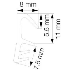 Børsteliste - F-MODEL- 3 METER - 21/14mm - ALUMINIUM