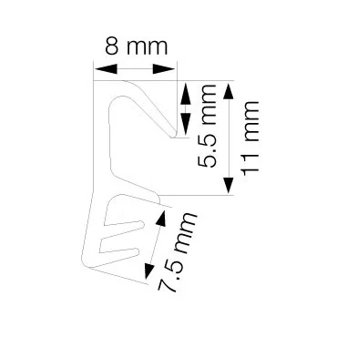 Børsteliste - F-MODEL- 3 METER - 21/14mm - ALUMINIUM