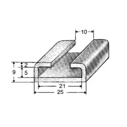 Aluminiums skinne 21/10mm