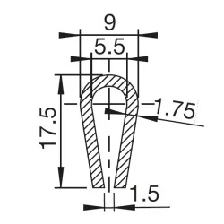 U-Profil 5.5mm afrundet Gummi