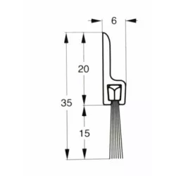 Børsteliste - 1 METER - 30/14mm - ALUMINIUM