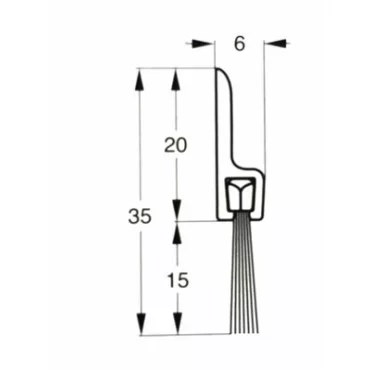 Børsteliste - 1 METER - 30/14mm - ALUMINIUM