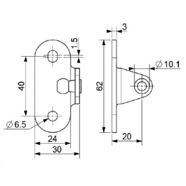 Abgewinkelte Kugelhalterung ø10mm
