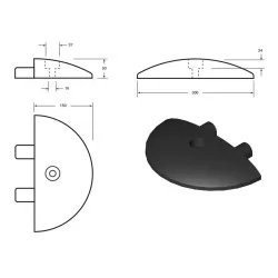 Endstück fürFahrbahnschwelle Schwarz