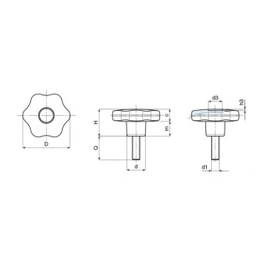 Männliches 6-Punkt Handrad