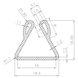 U-Profil 16mm mit Blasen