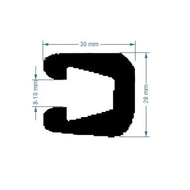Scheuerleiste 30x28mm schwarz