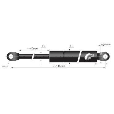 Gasfedern 40mm 6/15mm feste Augen