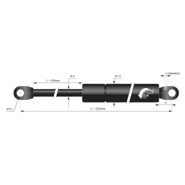 Gasfedern 80mm 6/15mm feste Augen