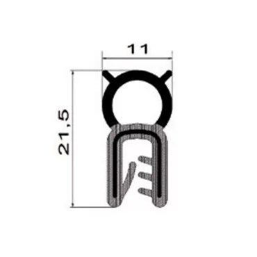 2-4mm Kantenschutzprofil PVC m. oben sitzender Dichtung