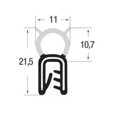Kantenschutzprofil 2-3mm m. oben sitzender Dichtung