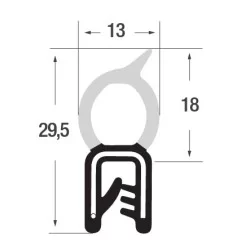 2-4mm Kantenschutzprofil PVC m. oben Dichtung