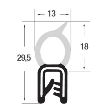 2-4mm Kantenschutzprofil PVC m. oben Dichtung