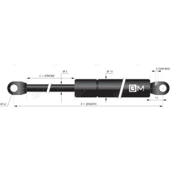 Gasfeder 100mm 6/15mm feste...